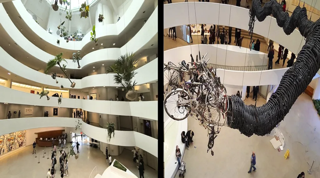 Sculptures in the Rotunda-Guggenheim Museum-new york