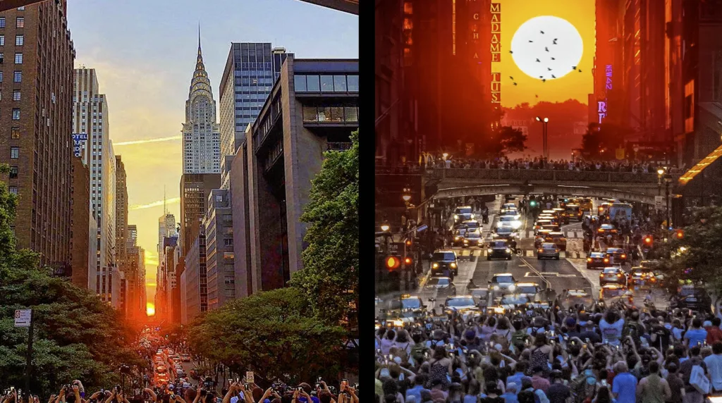 Manhattanhenge op 42nd Street